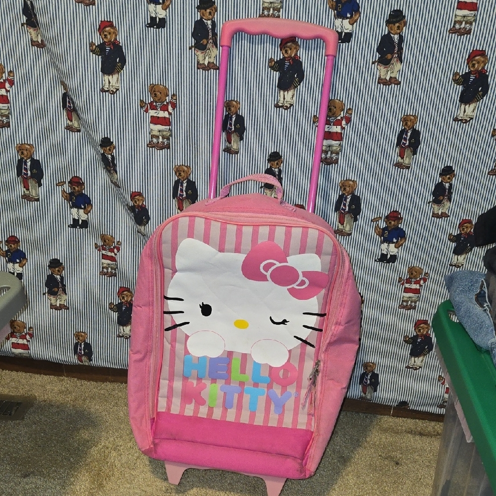 Vintage Hello Kitty Rollback Wheel Pink Bag Soft Luggage Travel